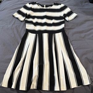 Ann Taylor Loft Elegant Black and White Striped Dress